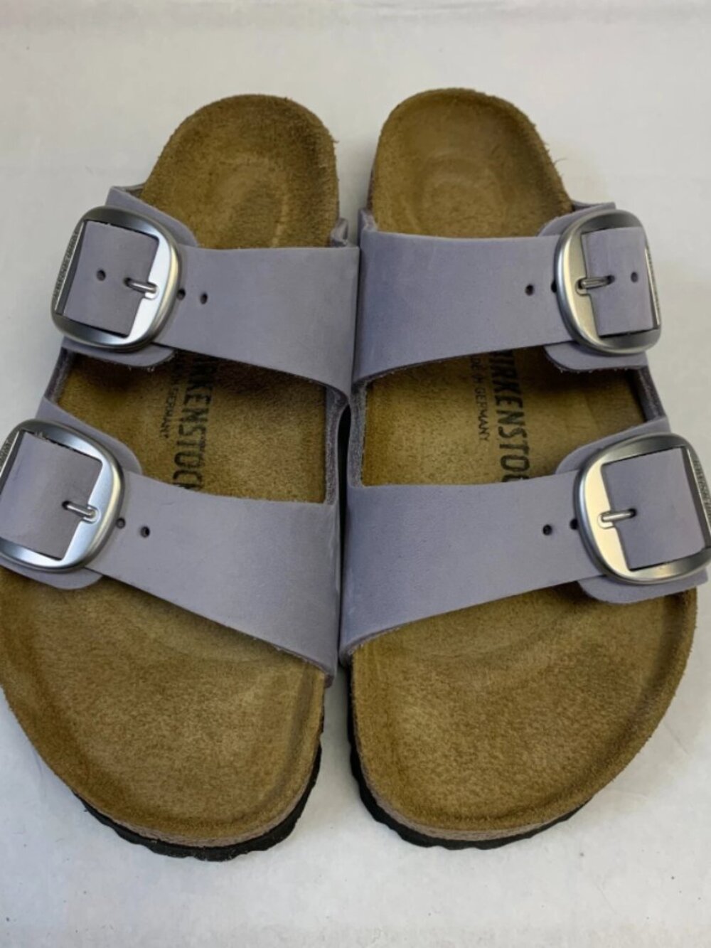 Birkenstock Arizona Big Buckle Purple Fog Nubuck Leather Narrow Width Sandals